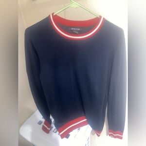 21 men sweater round neck size medium blue with red long sleeve